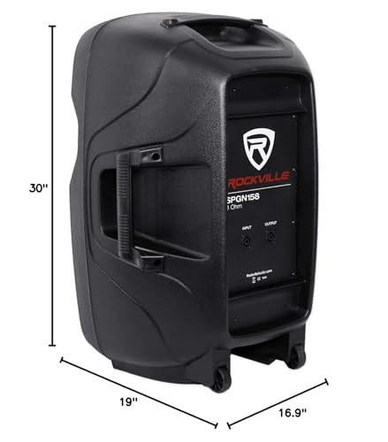 Rockville SPGN158 15" Passive DJ PA Speaker, 1600W Peak/800W Program/400W RMS, 8 Ohm, 3" Voice Coil, ABS Cabinet, Deep Bass, Pole Mountable, for Events and Live Sound | 1600W Peak / 400W RMS, Lightweight, 1.35" Titanium Driver, SpeakON I/O, 35mm Pole Moun