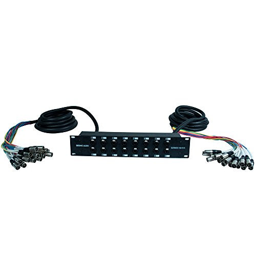 Seismic Audio - SARMSS-16x1515 - 16 Channel XLR TRS Combo Splitter Snake Cable Two 15' XLR trunks - Rack Mountable - size: 15 Foot x 15 Foot - 16 Channel