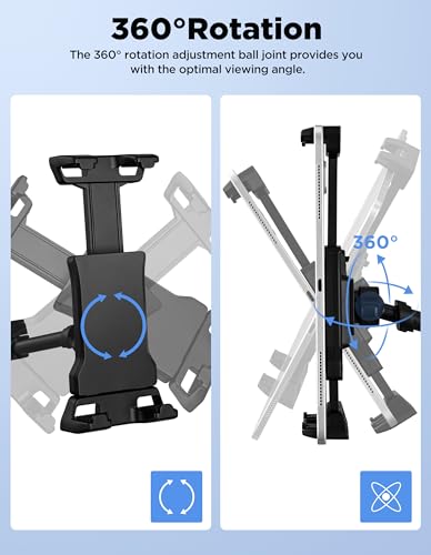 LZSIG Tablet Holder for Mic Stand, Adjustable iPad iPhone Mount for Music Stand - Compatible with Kindle/Android/Smartphones, Fits 4.7 to 13.5-inch Devices | Adjustable 360° Swivel Phone Stand for Tripod, Clamp Attachment Mount Fits 4.7-13.5" Screens, for