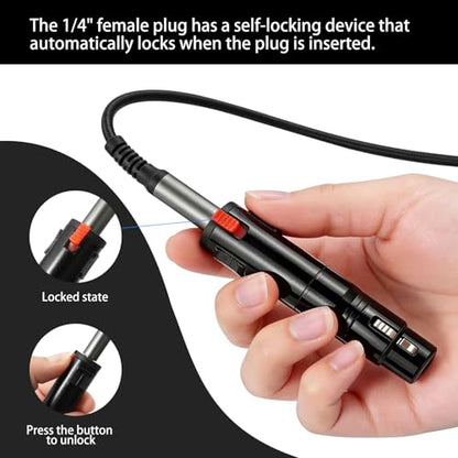 1/4 TRS 6.35mm AUX Female to XLR 3-Pin Adapter XLR Female 2Pcs, Black with Lock Converter Plug Cable Connector，Nickel Plated Zinc Alloy Shell, All Copper Pin Socket Black and Silver - color: Black