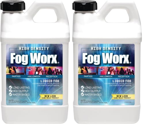 FogWorx Extreme High Density Fog Juice - Long Lasting, High Output, Water Based Fog Machine Fluid - Half Gallon, 64oz (Pack of 2) - size: HD Half Gallon (Pack of 2)