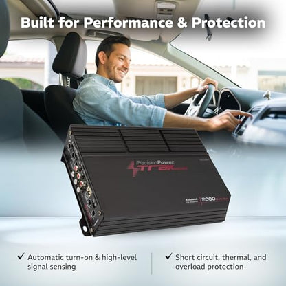 Precision Power TM4.2000D, Trax Micro Series Car Stereo Amplifiers, 4 Channel Compact Voice Amplifier, 4Ch Stereo Amp for Highs, Multi Channel Class D Audio Amps - size: TM4.2000D