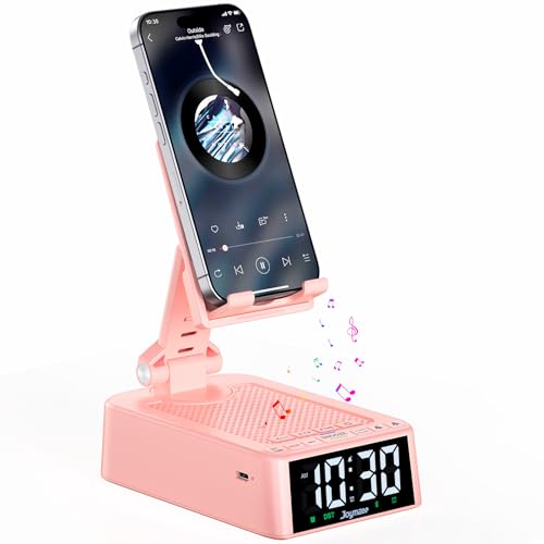 Gifts for Women Girls, Phone Stand with Bluetooth Speaker 360°Rotable Angle | Phone Holder for Desk/ HD Subwoofer Sound/ Fits Smart Phones/Alarm Clocks - color: Pink