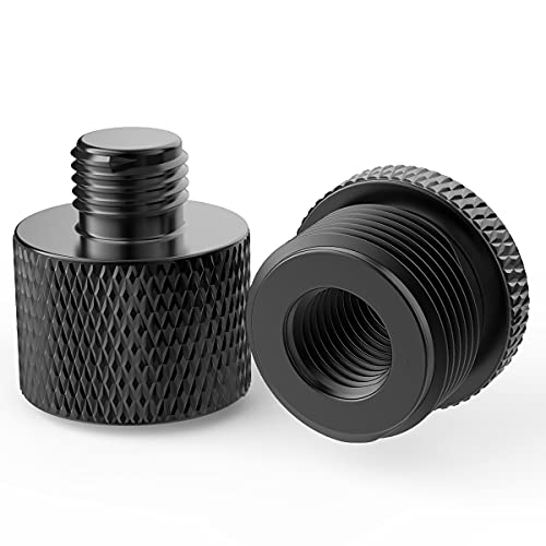 Mic Stand Adapter 5/8 to 3/8 and3/8 to 5/8 Mic Screw Adapter Thread for Microphone Stand Mount to Camera Tripod Adapter 2 Pack (mic screw adapter 5838 black)