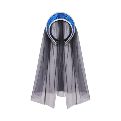 RoleplayCos Tudor French Hood Queen Anne Boleyn Costume Hat Headwear Elizabethan Renaissance Headband Headpiece - color: Blue