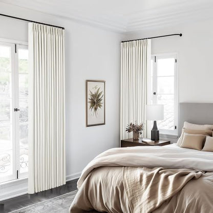 Pinch Pleated Linen Blackout 96 Inch Curtains for Living Room Natural - color: Natural Linen, size: 40"W x 96"L (Pack of 2)