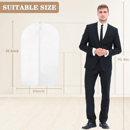 20 Pack Translucent Garment Bag,PEVA Hanging Clothes Cover,24"x43" Suit Dress Bag for Closet Storage Travel - color: Translucent