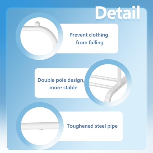 JIUYOTREE Metal Clothing Rack with Wheels, 43.3 Inches Rolling Clothes Garment Coat Rack with Bottom Shelf, Clothing Rack for Hanging Clothes, Coats, Skirts, Shirts, Sweaters, White - color: White, size: 43.3"W x 15.75"D x 61"H with wheels