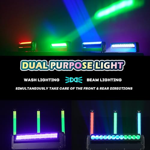 360° Moving Head DJ Lights 250W Beam Curtain & Strobe Stage Lights Bar 12x10W RGBW 4in1 DMX512/Sound/RDM Professional DJ Stage Props for Party Live Show Wedding - 1 Pcs