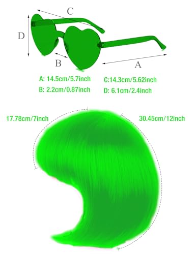 LIULIUBTY Short Bob Hair Wigs Straight with Flat Bangs Synthetic Colorful Cosplay Daily Party Neon Wig for Women with Wig Cap 12" Natural As Real (Bright,Green) - color: Bob,Black