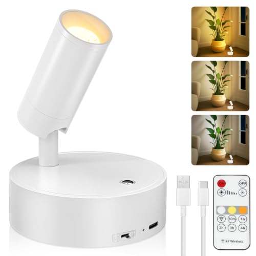 Rechargeable Plant Spotlight Wireless LED UpLight Accent Spotlight Indoor - color: White, size: 1 Pack