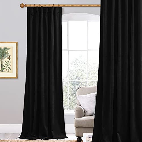 Black Velvet Curtains Blackout for Bedroom/Living Room | Soft Velvet Heavy Thick Room Dividers Thermal Insulated Noise Reducing Theater Curtains Back Tab, W62 x L96 inches, 1 Panel - color: Black, size: 62"W x 96"L (Pack of 1)