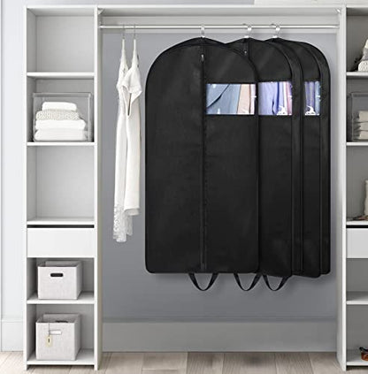 KIMBORA 43" Suit Bags for Closet Storage and Travel, Gusseted Hanging Garment Bags for Men Suit Cover With Handles for Clothes, Coats, Jackets, Shirts（3 Packs） - size: 43"