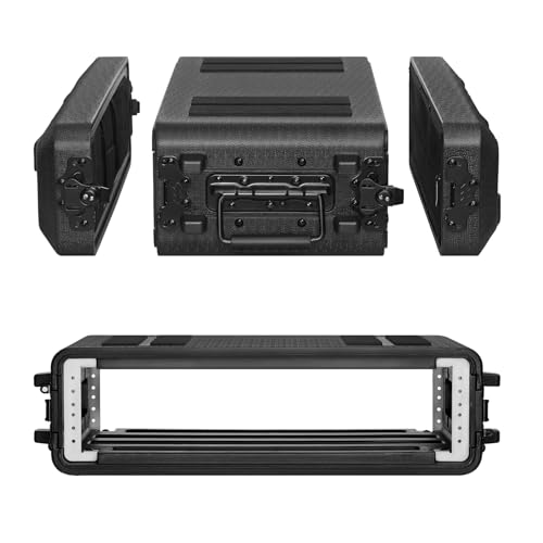 2U Rack Case Shallow 12" Depth, 19" Rackmount Flight Cases Easy Installation Portable Carry Watertight Dust Proof 2 Space Shockproof Mount Racks with Microphone Compartments Space Saving - size: 2U Rack Case 12" Deep