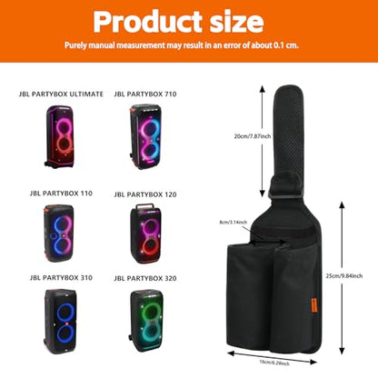 Wireless Microphone Case, Dual Microphone Holder & Mic Bag, Compatible with JBL Wireless Two Microphone System & JBL Partybox 110/120/310/320/710, Protective Cover for Handheld Mics - Bag Only