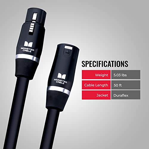 Monster Cable Prolink Studio Pro 2000 XLR Microphone Cable, 50 Foot Balanced Mic Cable, Gold XLR Male to Female Connectors, Multi-Gauge Wire Network Studio Cable - size: 50 Ft.