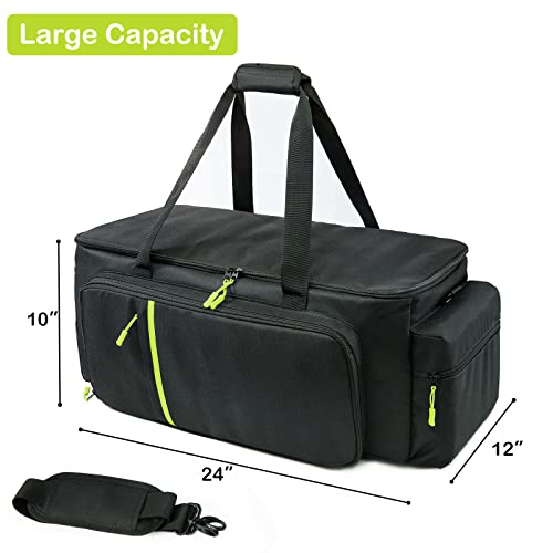 MYBAGZING Dj Cable Bag-24 Large Dj Cable File Bag-Dj Cabel Organizer Case-Travel Gig Bag-DJ Gear Bag for Dj Accessories-Dj Equipment Case with Padded Bottom and Divdiers - color: Neon