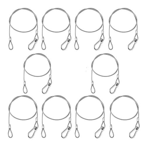 MFL. Stage Lights Safety Cables 176 lb Load Duty 31.5'' Stainless Steel Security Rope for Party Lights DJ Light Stage Lighting, Silver, Pack of 10 - size: 31.5'', 176 lb Load, Silver