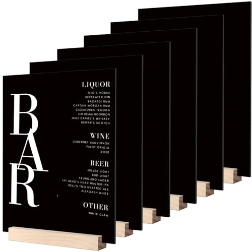 8x10 Inch Black Acrylic Sign with Holder- 6 Pack Blank Black Acrylic Sheets and Wood Stands, DIY Blank Signs for Wedding Party Reception (6 Pack 8 x10 Inch) - color: Black