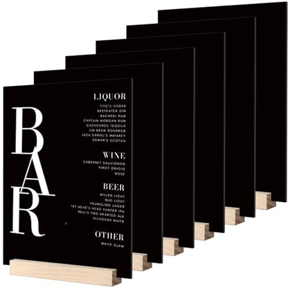 8x10 Inch Black Acrylic Sign with Holder- 6 Pack Blank Black Acrylic Sheets and Wood Stands, DIY Blank Signs for Wedding Party Reception (6 Pack 8 x10 Inch) - color: Black