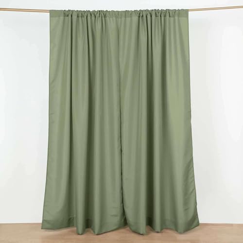 Efavormart 2 Pack | Eucalyptus Sage Green Polyester Drapery Panels with Rod Pockets, Photography Backdrop Curtains, 5ftx8ft - 130 GSM - color: Eucalyptus Dusty Sage