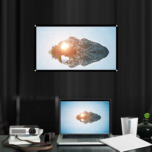 40-120 Inch Portable Projection Screen with Hanging Hooks & Ropes Foldable Non-Crease White Polyester Fabric for Home Theater & Outdoor Camping(72in) - size: 72in