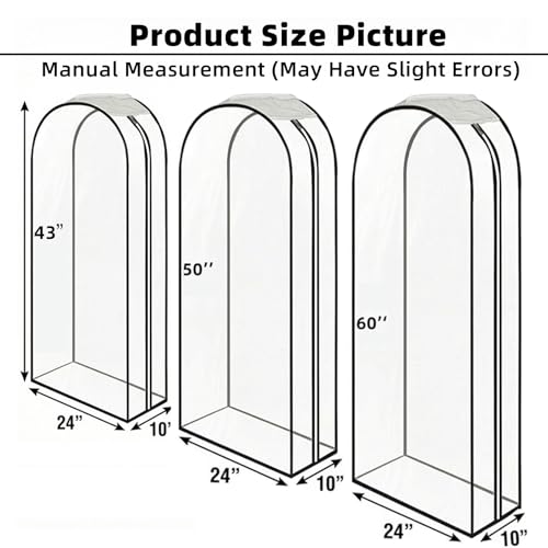 Clear Garment Bags for Hanging Clothes 3-piece set(43,50,60) inch | Storage Bags With Zipper for Shirts, Suit,Jackets,Coats,sweater,Long Dresses,wedding,gowns,etc. - size: 43+50+60inch