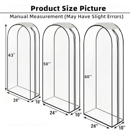 Clear Garment Bags for Hanging Clothes 3-piece set(43,50,60) inch | Storage Bags With Zipper for Shirts, Suit,Jackets,Coats,sweater,Long Dresses,wedding,gowns,etc. - size: 43+50+60inch