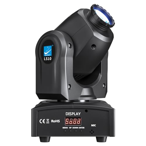 Big Dipper LS10 DMX Moving Head Spotlight - 35W Sound-Activated Stage Light with 540° Pan, 200° Tilt & 8 Rotating GOBO Patterns for DJ Events