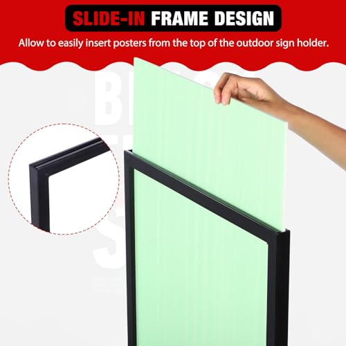 Blulu 4 Pcs Sign Stand Holder, 19.6"x 27.5" Double Sided Metal Wedding Sign Stand, Heavy Duty Floor Standing Poster Holder, Outdoor Banner Stands with Non Slip Mat for Board and Foam Display (Black) - color: black