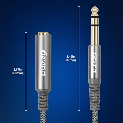1/4 inch Headphone Extension Cable, 6.35mm TRS Male to Female Stereo Cord, Quarter Inch Guitar Cable Extender, 6ft (2 Meters) - color: Silver 1.8M/6FT