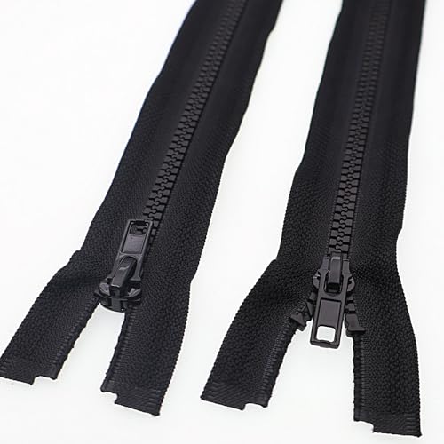 #5 16 Inch Separating Jacket Zippers 2PCS Plastic Bulk Zippers for Coats Sewing Crafts, Black YIGUANXIN - color: Black, size: 16"