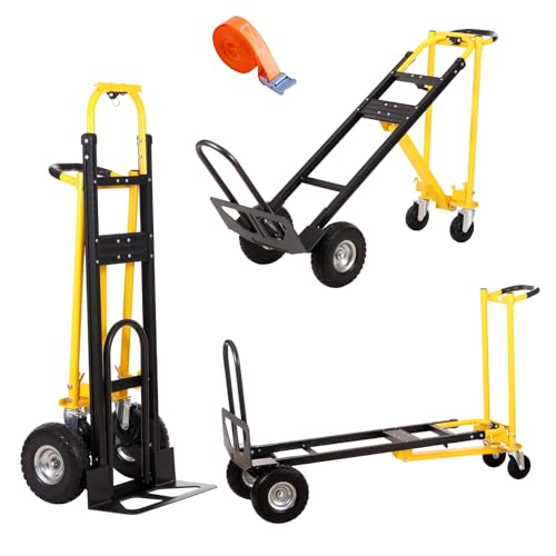 4-in-1 Convertible Hand Truck Dolly Cart with Wheels (Black Yellow) - color: Black Yellow