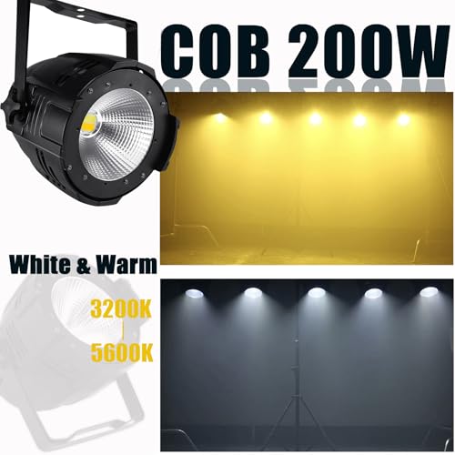Ridgeyard LED Par Lights COB 200W DMX512 & Sound Activated Stage Light Warm White & Cool White Audience Blinder DJ Spot Light Wash Lights for Church Concert Photo Studio Wedding Live Show (4 Packs)
