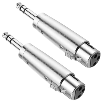 Balanced XLR Female to 1/4 Inch TRS Male Stereo Adapter, 2 Pack | 3-Pin XLR Female to 1/4" TRS Male Converter Adapter, Metal Shielded Shell, Low-Noise for Mixer, Microphone, Amplifier - style: 1/4 inch TRS Stereo Male to XLR Female Adapter