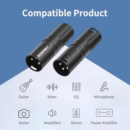 2-Pack 3Pin XLR Male to Male Adapter, Zinc Alloy Shell Balanced Audio Coupler, Secure Lock for Microphone & Cable Connection, Professional 3-Pin Connector - color: XLR M TO M