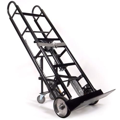 US Cargo Control Heavy Duty Appliance Hand Truck with Stair Climber and Kickback Wheels, 1,200 LB Capacity, Steel Dolly with Single Auto Recoil Strap System