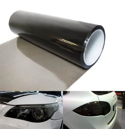 KOMAS 12” X 48” Tint Vinyl Film Sticker Sheet Roll for Car Headlight, Tail Lights, Fog Lights with Squeegee + Cutter (Glossy Light Black) - color: Glossy Light Black