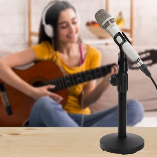 YOUEON 2 Pcs Microphone Stand Desktop, Adjustable Table Mic Stand with Mic Clip and 5/8" Male to 3/8" Female Screw Adapter, Heavy Base, Compatible with Most Mics (Pack of 2) - size: style 1 (Pack of 2)