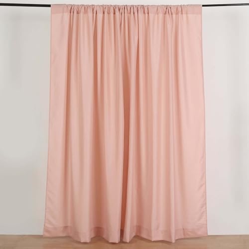 Efavormart Dusty Rose Rod Pocket Wedding Backdrop Curtains 2 Pack, 5ftx8ft Polyester Drapery for Bridal Shower, Baby Gender Reveal, Pink Theme Party Decor - color: Dusty Rose