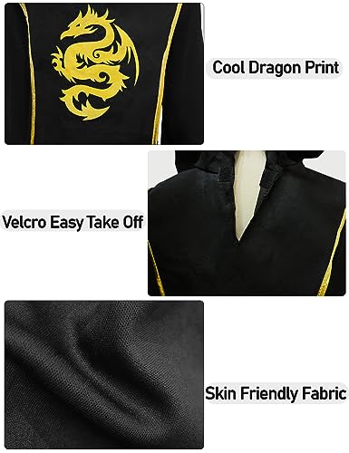 Kids Ninja Costume - Dragon Ninja Set for Halloween Boys Girls Cosplay | Ninja Kids Costume, Ninja Outfit Set for Kids, Plastic Toy Accessories, Theme Party Costumes, Theater plays, Role-playing - size: Large (6 - 7 yrs)