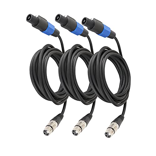 HBU Pack of 3 10 Feet SpeakOn to XLR Female Cable - 3pcs Pro Microphone Speak-On Male to 3 Pole XLR Extension Wire with Twist Lock (3 Packs) - size: 3 Pack