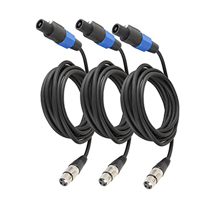 HBU Pack of 3 10 Feet SpeakOn to XLR Female Cable - 3pcs Pro Microphone Speak-On Male to 3 Pole XLR Extension Wire with Twist Lock (3 Packs) - size: 3 Pack