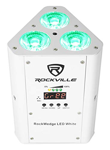 Rockville RockWedge LED 54W RGBWA+UV Rechargeable Wireless DMX Par Light | Built-In 7500mAh Rechargeable Battery, Up to 36 Hours Single Color Runtime, 4 Hour Recharge, 6 or 10 Channel DMX, White - color: White