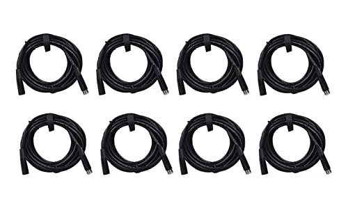 Rockville RDX3M25 25' Female to Male DMX Lighting Cable, 100% OFC, 8-Pack | Copper Conductors, Nickel Plated, 120 Ohm, XLR Connectors, Strain Relief, Hi-Density Braided Shield, EMI/RFI Rejection, 3-Pin