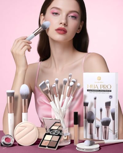 EIGSHOW Makeup Brushes Set, 15Pcs Professional Make Up Brush with Silver Ion Bristles for Foundation Powder Blush Highlighter Concealer Eyeshadow Eyeliner, Travel Gift Set (Champaign Gold) - color: Champaign Gold