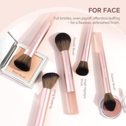 MAANGE 13 Pcs Makeup Brush Set, Premium Synthetic Makeup Brushes Kit for Foundation, Powder, Blush, Contour & Eyeshadow Makeup Tools with Beauty Sponge (Titanium Gold) - color: Titanium Gold