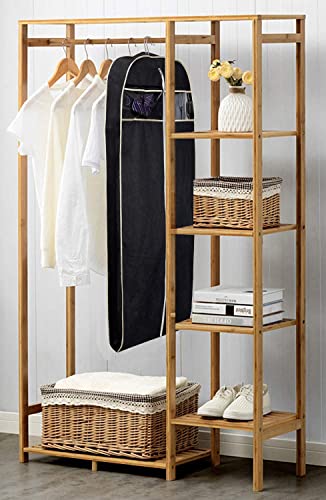 MISSLO 50" Gusseted Travel Garment Bag with Clear Zipper Pouch Breathable Dress Storage Garment Cover for Hanging Full Length Coat, Long Jacket, Suit with Tails - size: 50 inch