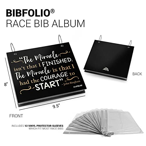 Gone For a Run BibFOLIO Race Bib Album - The Miracle Isn't That I Finished | Wood Cover, Twist Cable Rings, Race Bib Holder, Holds Up to 100 Bibs, Includes 12 Vinyl Sleeves, Marathon Runner Gift - color: The Miracle Isn't That I Finished