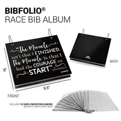 Gone For a Run BibFOLIO Race Bib Album - The Miracle Isn't That I Finished | Wood Cover, Twist Cable Rings, Race Bib Holder, Holds Up to 100 Bibs, Includes 12 Vinyl Sleeves, Marathon Runner Gift - color: The Miracle Isn't That I Finished